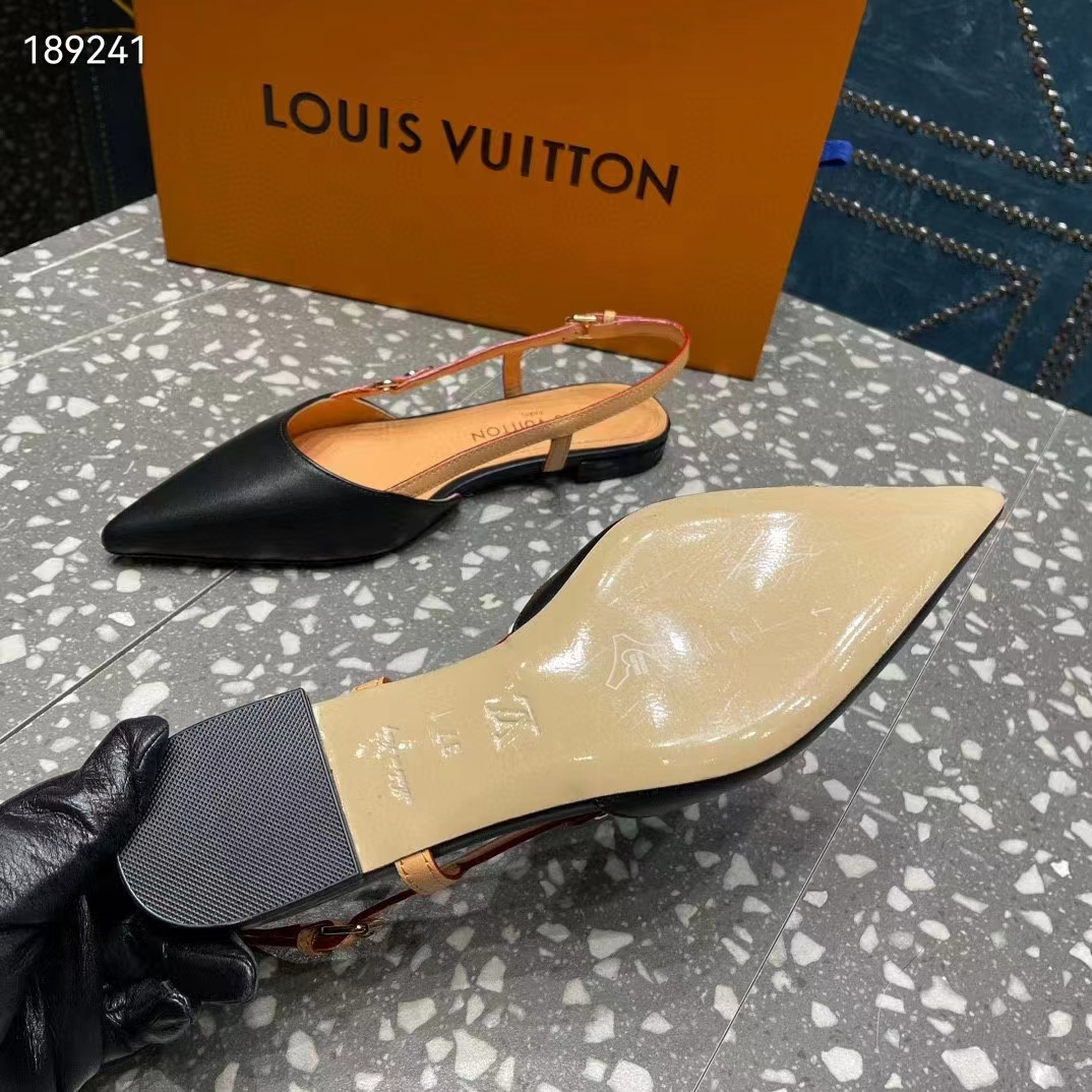 Louis Vuitton Women LV Blossom Slingback Flat Ballerina Black Lambskin 1ACAXC