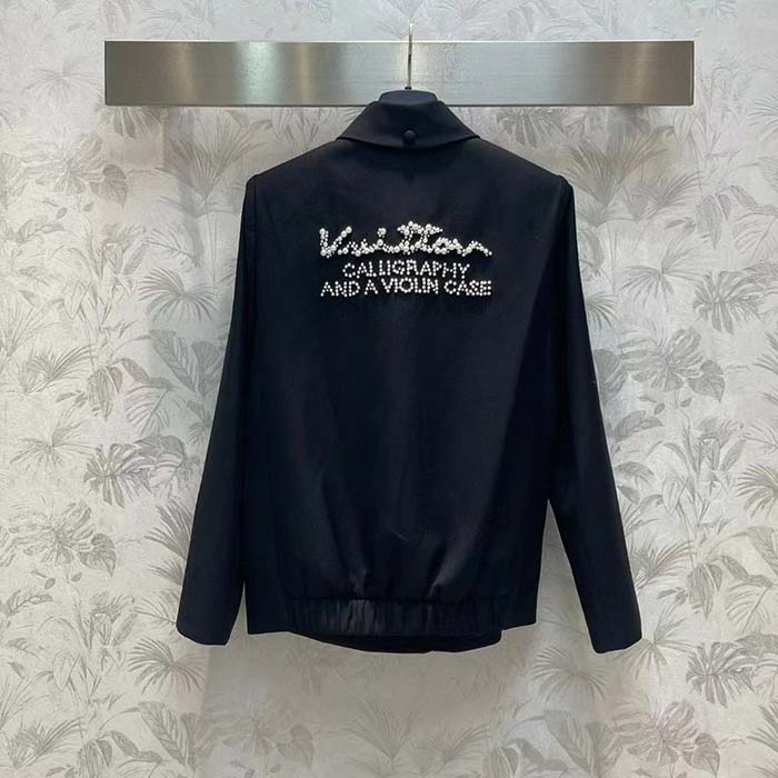 Louis Vuitton Men LV Embellished Wool Blouson Regular Fit Black 1AF997