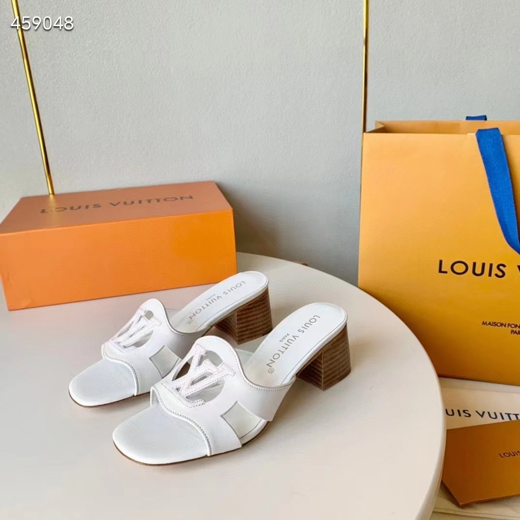 Louis Vuitton Women LV Isola Mule White Calf Leather 4.5 CM Heel 1ACG5E