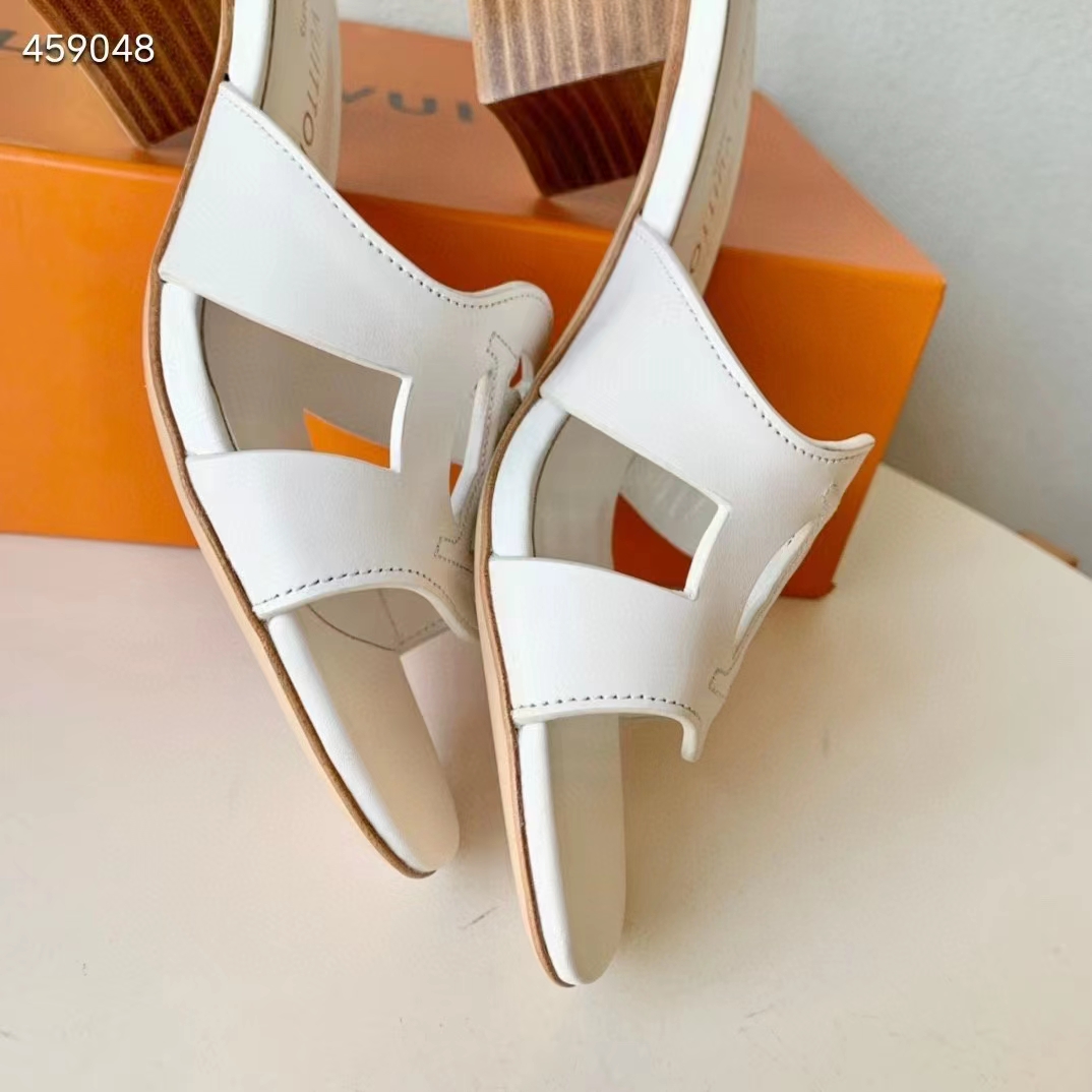 Louis Vuitton Women LV Isola Mule White Calf Leather 4.5 CM Heel 1ACG5E
