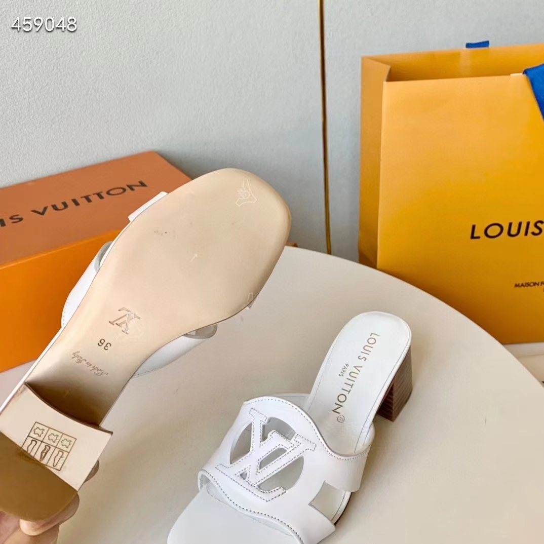 Louis Vuitton Women LV Isola Mule White Calf Leather 4.5 CM Heel 1ACG5E