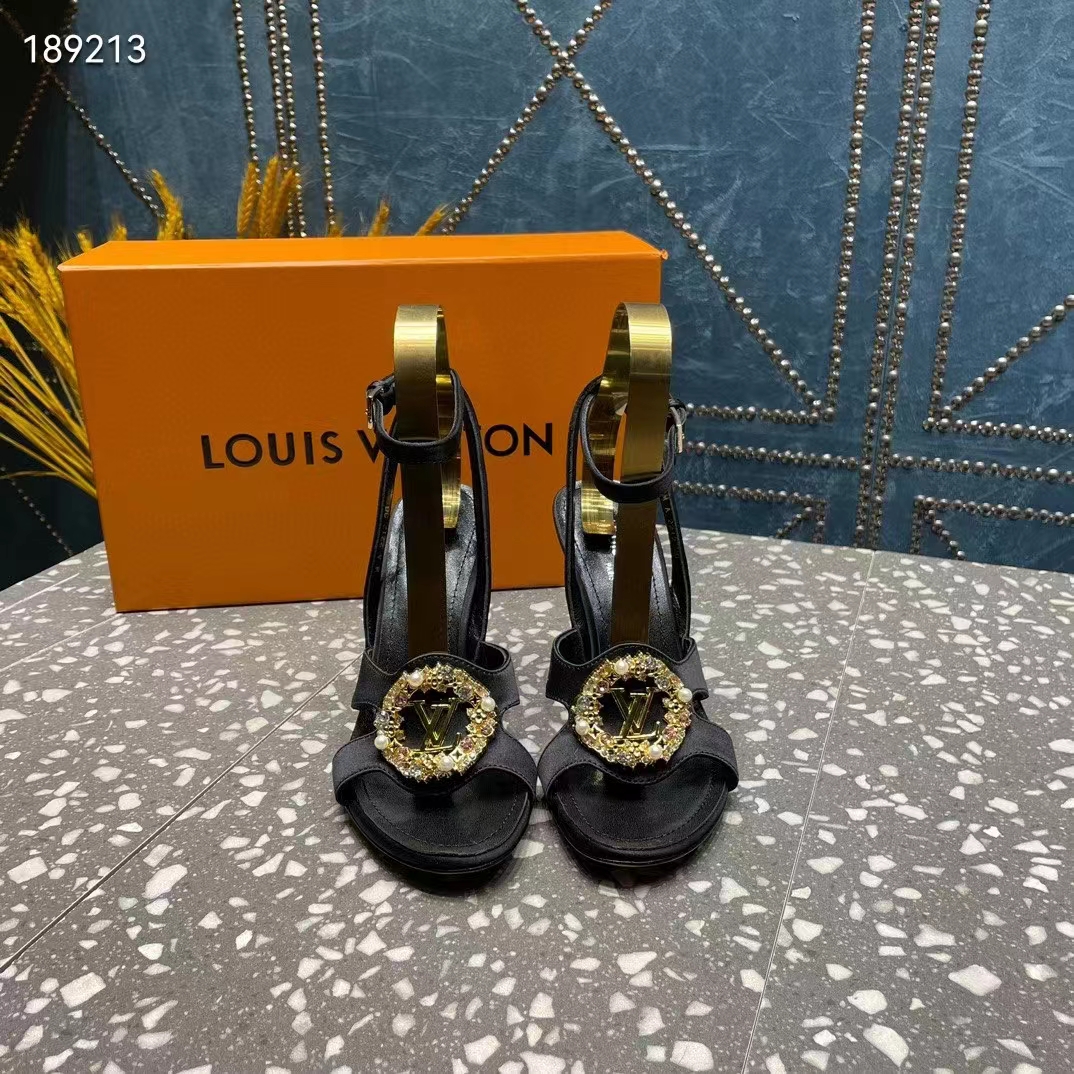 Louis Vuitton Women LV Met Sandal Black Satin Leather 1ACAIN