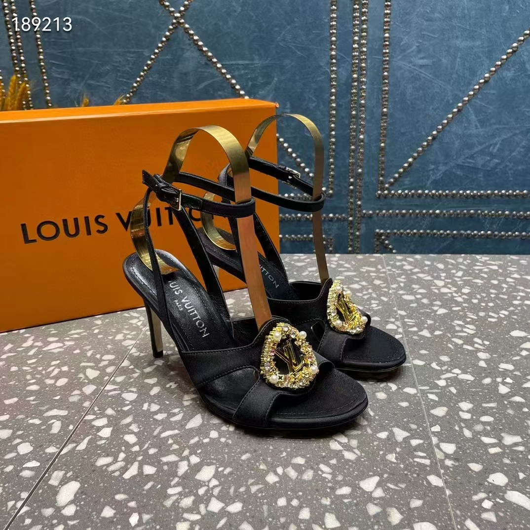 Louis Vuitton Women LV Met Sandal Black Satin Leather 1ACAIN