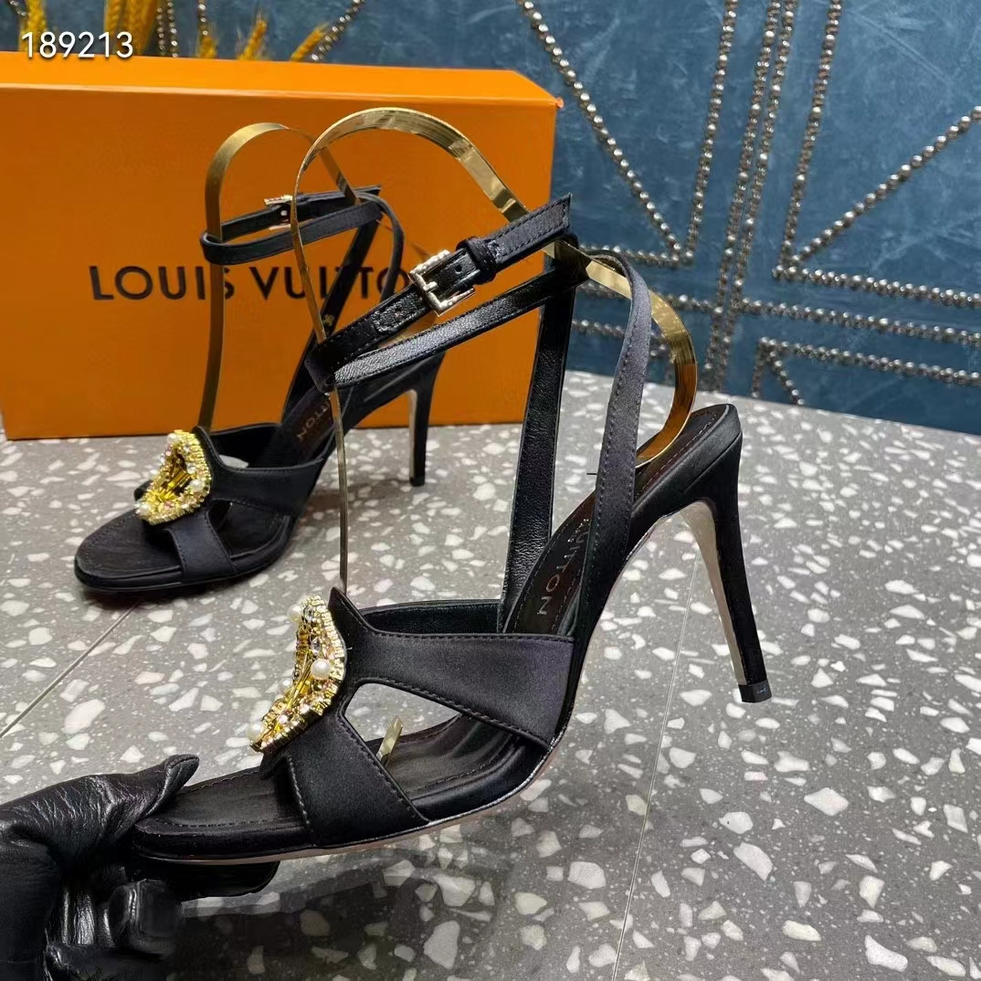 Louis Vuitton Women LV Met Sandal Black Satin Leather 1ACAIN