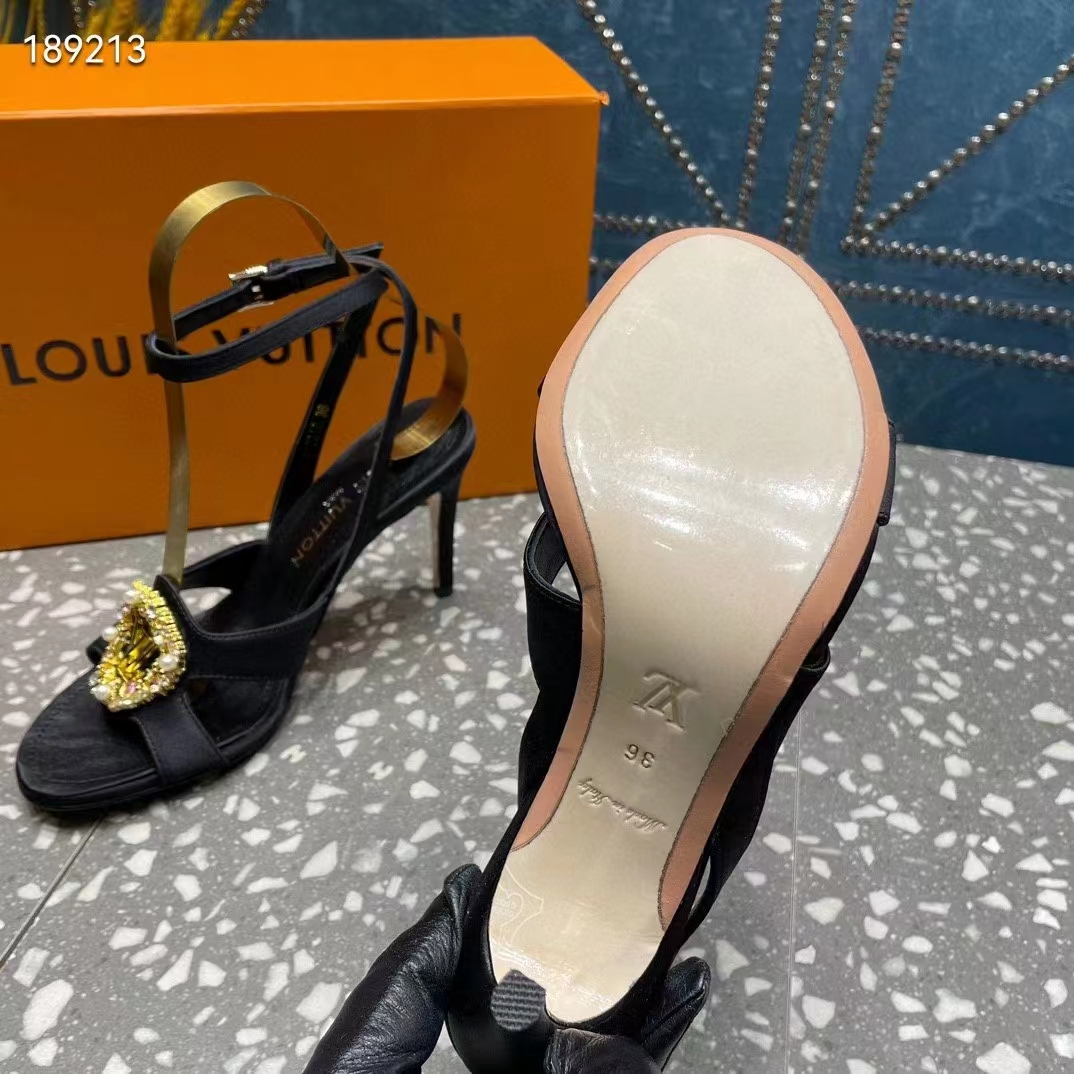 Louis Vuitton Women LV Met Sandal Black Satin Leather 1ACAIN