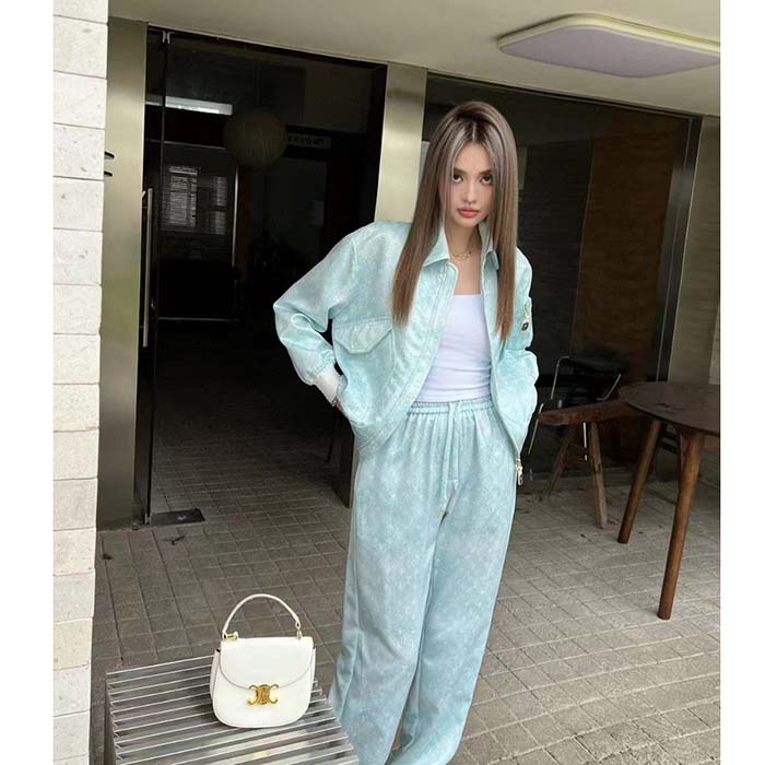 Louis Vuitton Women LV Monogram Cloud Bomber Jacket Silk Sky Blue 1AC0M5