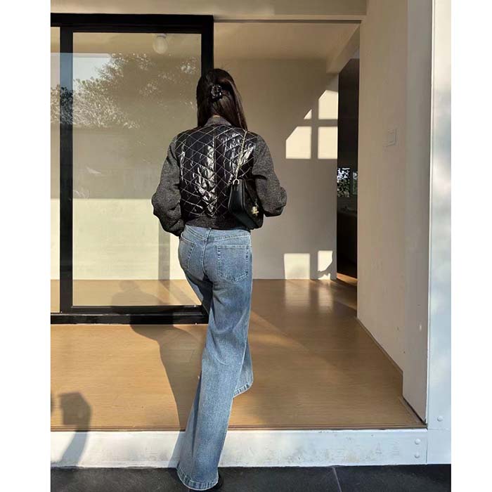 Louis Vuitton Women LV Quilted Malletage Bomber Jacket Black Regular Fit 1AFFP8