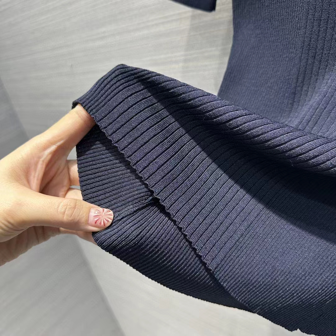 Louis Vuitton Women LV Ribbed Knit Top Wool Cashmere Dark Blue 1AFFRR