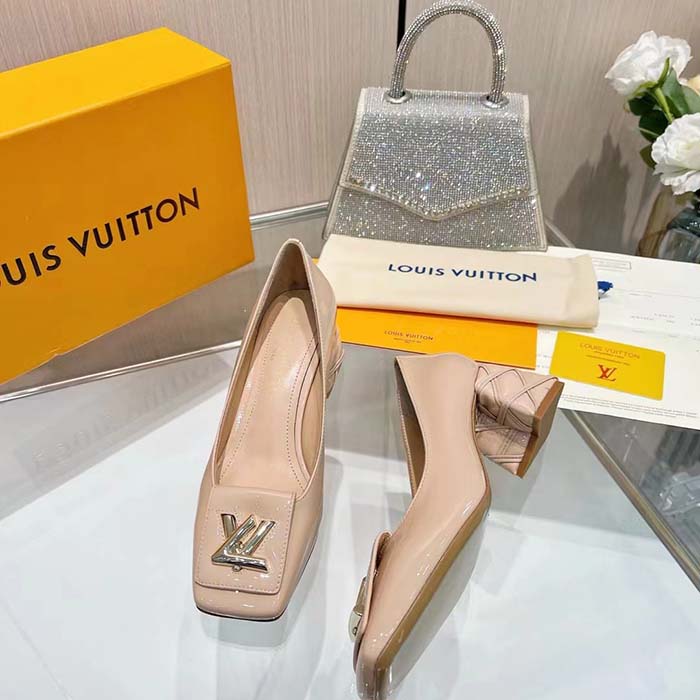 Louis Vuitton Women LV Shake Pump Beige Patent Calf Leather