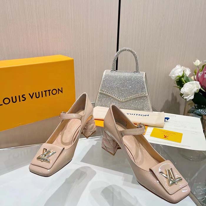 Louis Vuitton Women LV Shake Pump Beige Patent Calf Leather 5.5 CM Heel