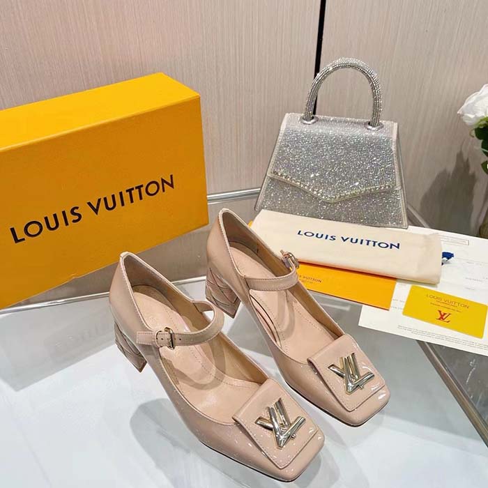 Louis Vuitton Women LV Shake Pump Beige Patent Calf Leather 5.5 CM Heel