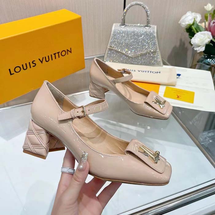 Louis Vuitton Women LV Shake Pump Beige Patent Calf Leather 5.5 CM Heel