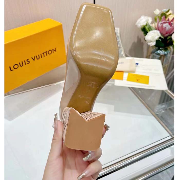 Louis Vuitton Women LV Shake Pump Beige Patent Calf Leather 9.5 CM Heel
