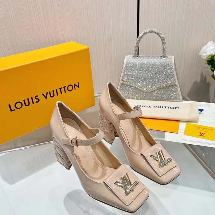 Louis Vuitton Women LV Shake Pump Beige Patent Calf Leather 9.5 CM Heel