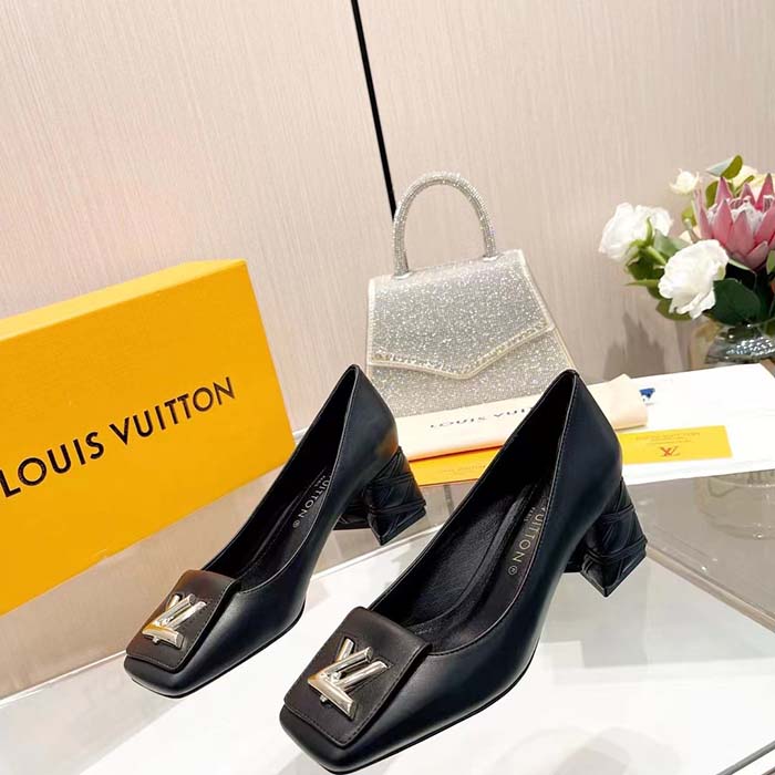 Louis Vuitton Women LV Shake Pump Black Calf Leather 5.5 CM Heel