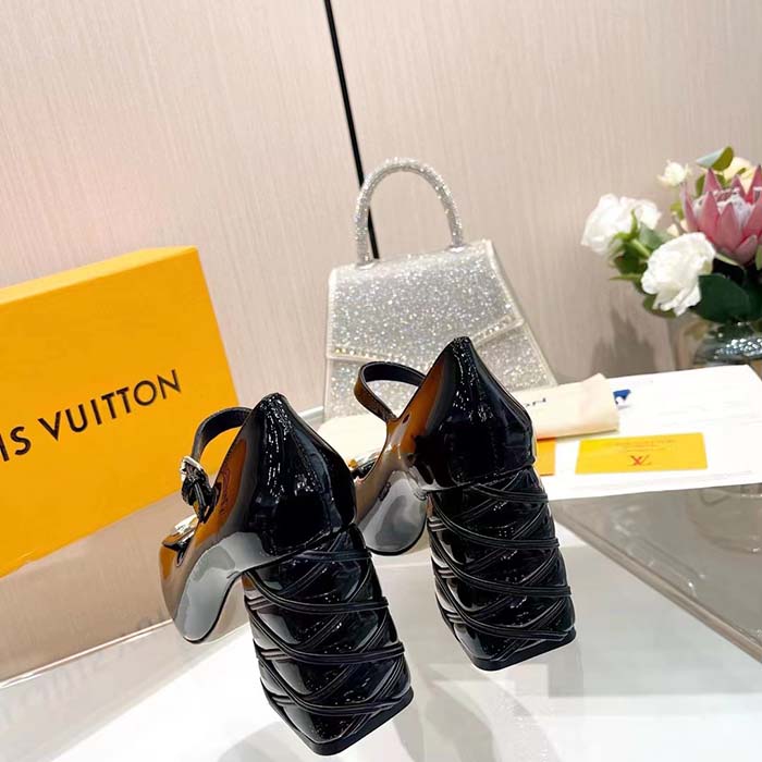 Louis Vuitton Women LV Shake Pump Black Patent Calf Leather 9.5 CM Heel