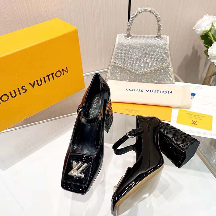Louis Vuitton Women LV Shake Pump Black Patent Calf Leather 9.5 CM Heel