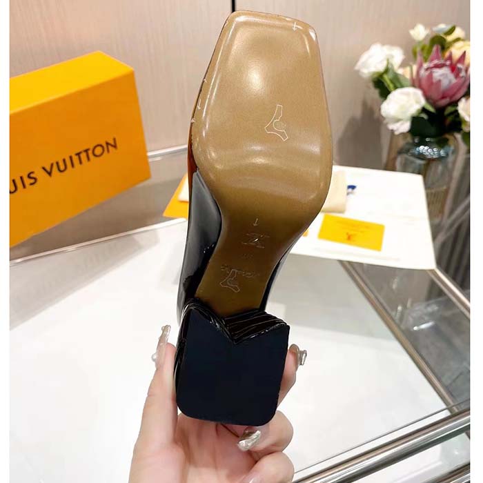 Louis Vuitton Women LV Shake Pump Black Patent Calf Leather 9.5 CM Heel