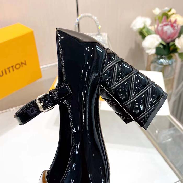 Louis Vuitton Women LV Shake Pump Black Patent Calf Leather 9.5 CM Heel