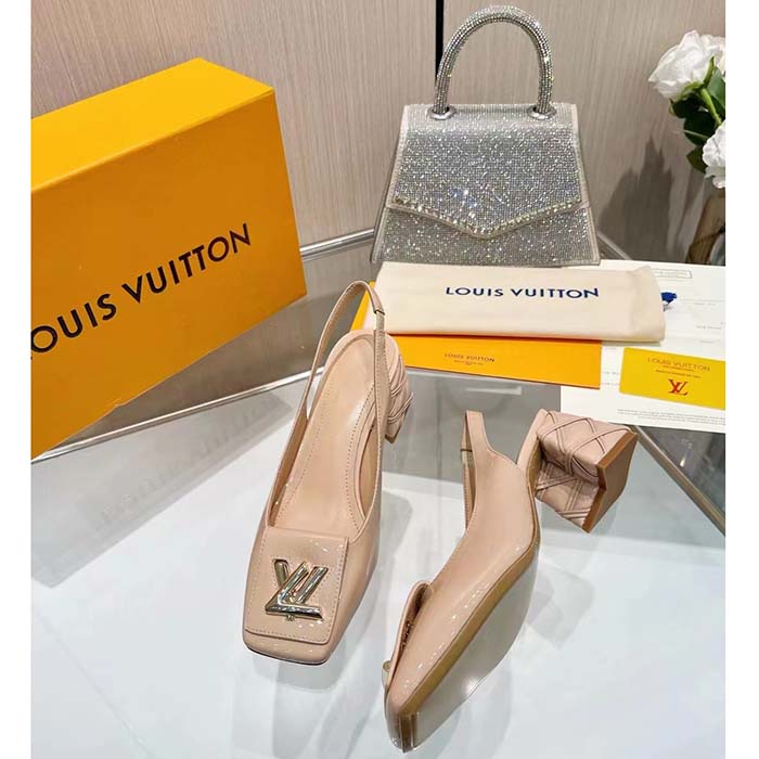 Louis Vuitton Women LV Shake Slingback Pump Beige Patent Calf Leather