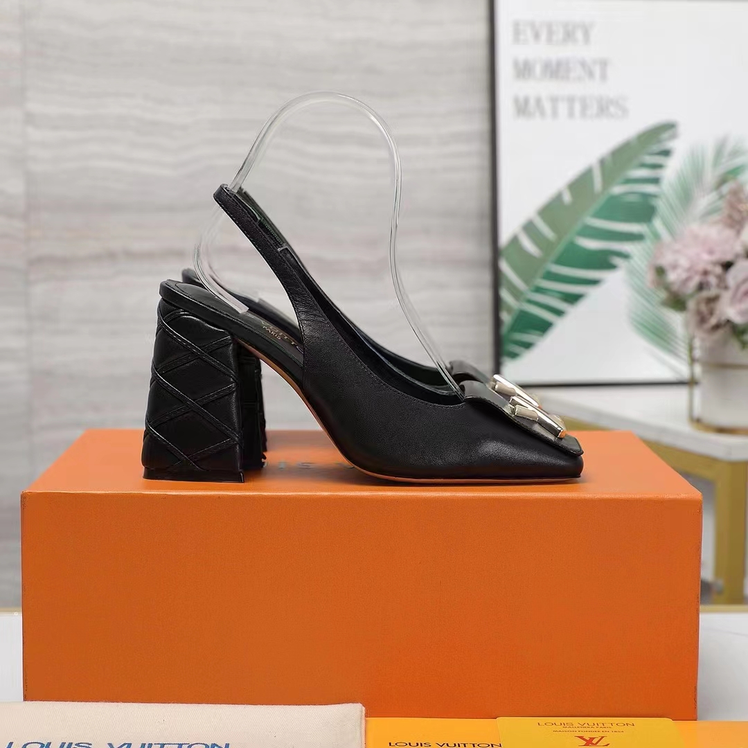 Louis Vuitton Women LV Shake Slingback Pump Black Lambskin Leather 1ACB32