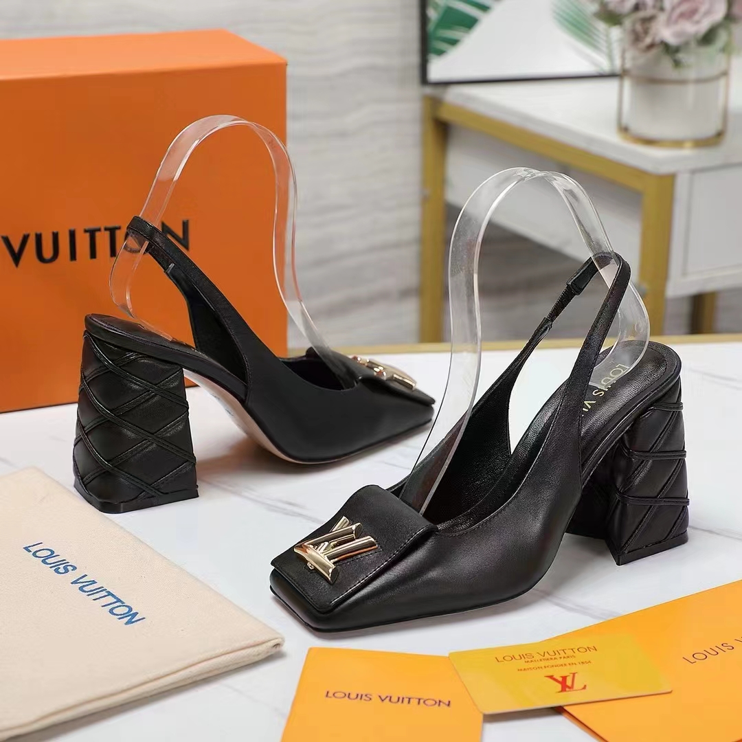 Louis Vuitton Women LV Shake Slingback Pump Black Lambskin Leather 1ACB32