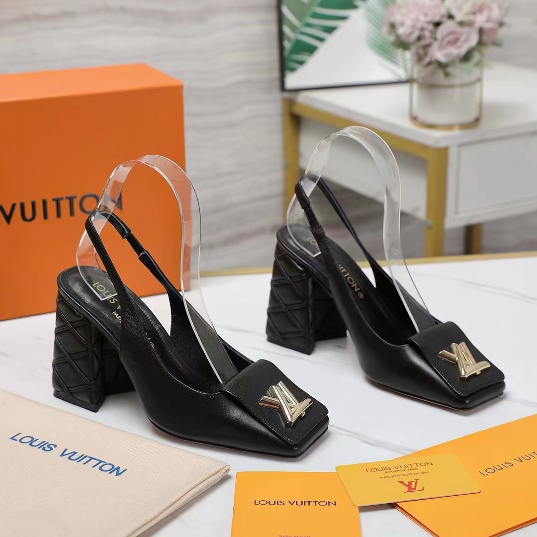 Louis Vuitton Women LV Shake Slingback Pump Black Lambskin Leather 1ACB32