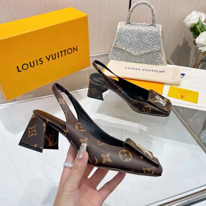 Louis Vuitton Women LV Slingback Pump Brown Monogram Flower Canvas