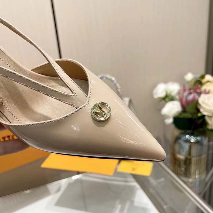 Louis Vuitton Women LV Stellar Slingback Pump Beige Glazed Patent Calf Leather