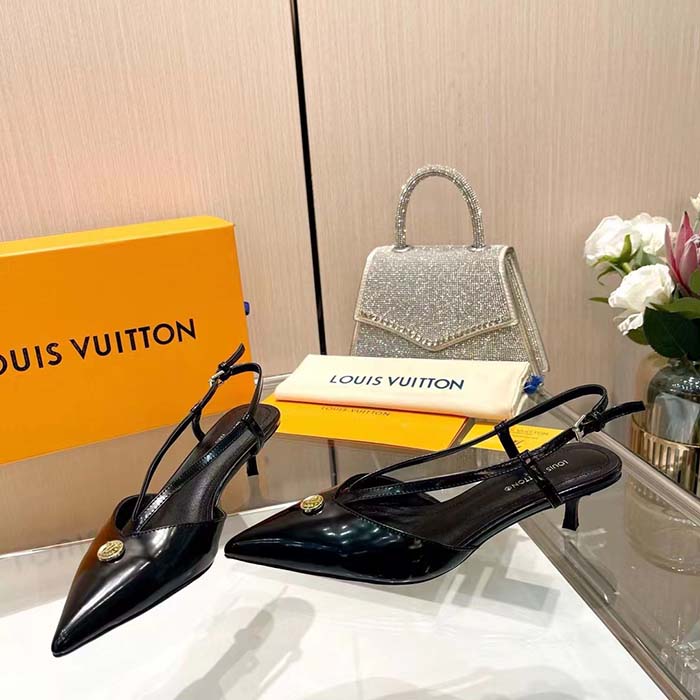Louis Vuitton Women LV Stellar Slingback Pump Black Glazed Calf Leather Low Heel