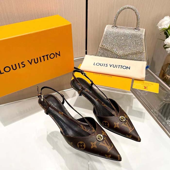 Louis Vuitton Women LV Stellar Slingback Pump Brown Monogram Canvas Low Heel