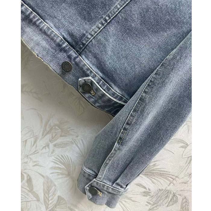 Louis Vuitton Men LV Velvet Accent Denim Jacket Cotton Blue Regular Fit 1AFEPJ