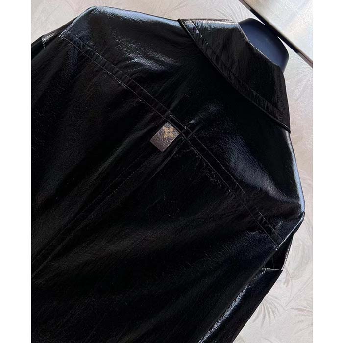 Louis Vuitton Women LV Wind Flap Trench Coat Black Regular Fit 1ABC6N