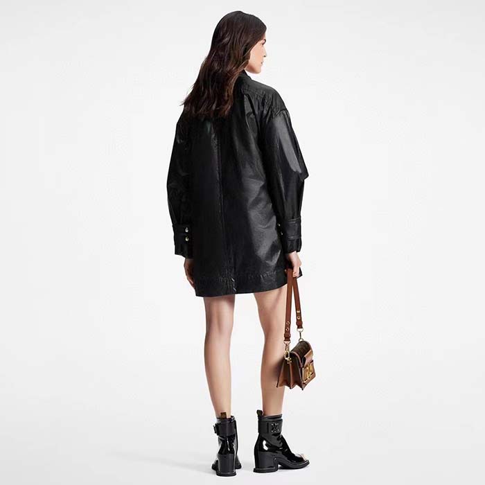 Louis Vuitton Women LV Wind Flap Trench Coat Black Regular Fit 1ABC6N