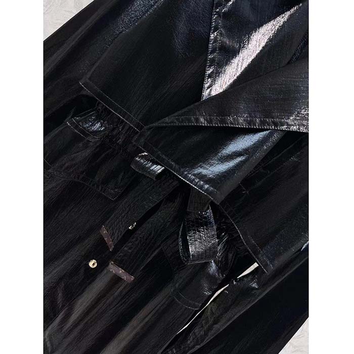Louis Vuitton Women LV Wind Flap Trench Coat Black Regular Fit 1ABC6N