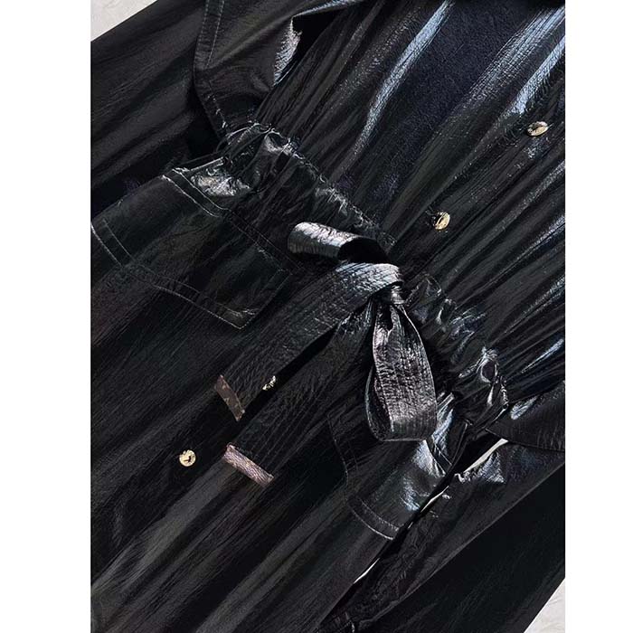 Louis Vuitton Women LV Wind Flap Trench Coat Black Regular Fit 1ABC6N