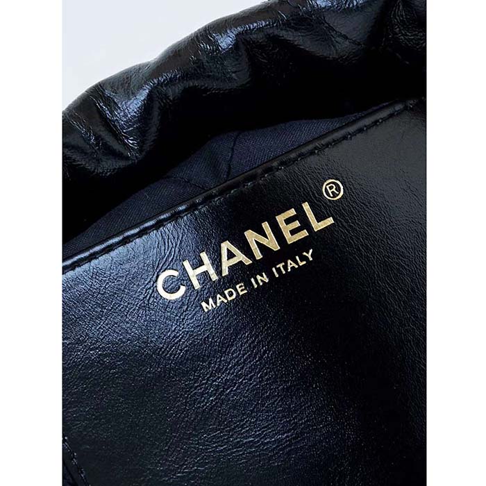 Chanel Women CC 22 Mini Handbag Calfskin Gold-Tone Lacquered Metal Black