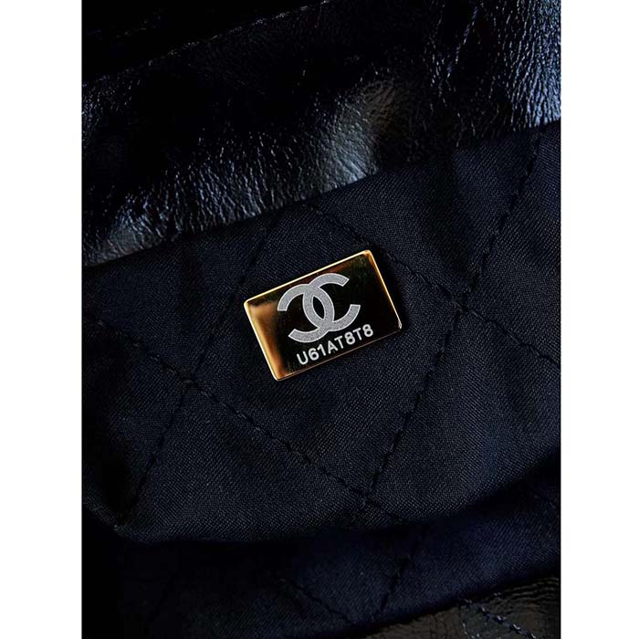 Chanel Women CC 22 Mini Handbag Calfskin Gold-Tone Lacquered Metal Black