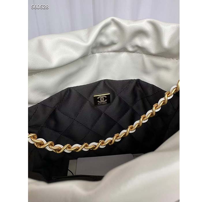 Chanel Women CC 22 Mini Handbag Shiny Calfskin White Black