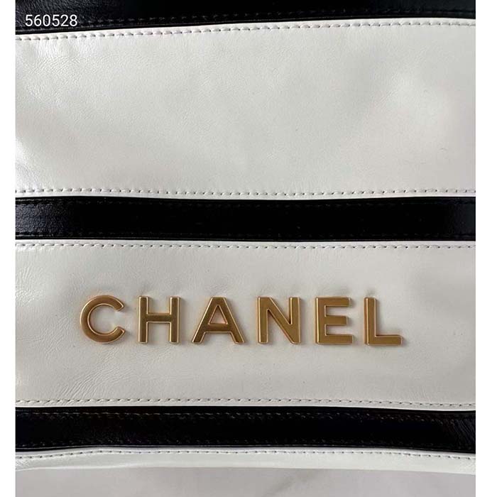 Chanel Women CC 22 Mini Handbag Shiny Calfskin White Black