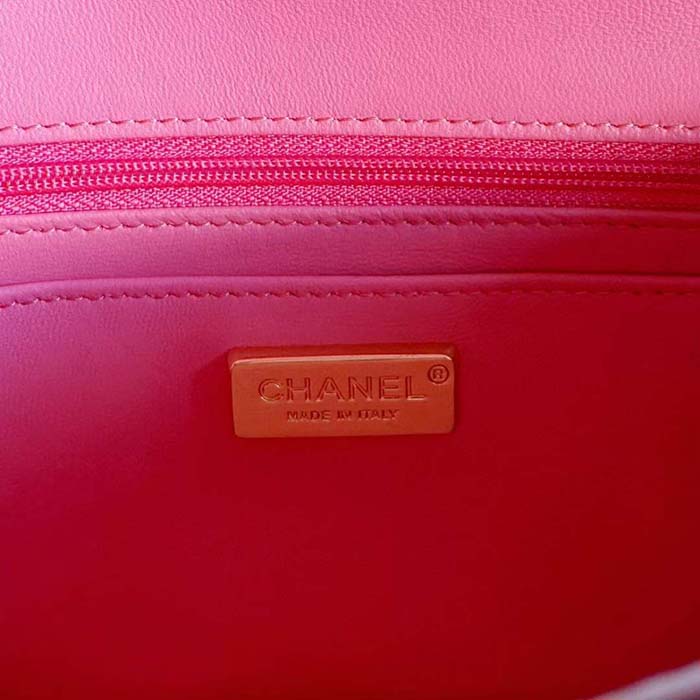 Chanel Women CC Mini Flap Bag Embroidered Satin Sequins Pink