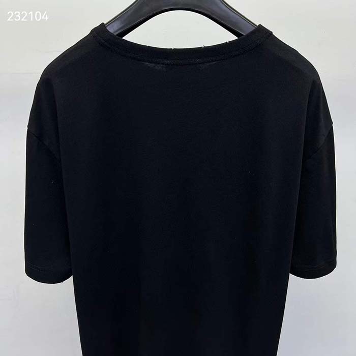 Dior CD Men Relaxed-Fit Bobby T-Shirt Black Slub Cotton Jersey