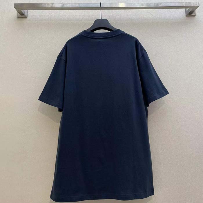Dior CD Men Relaxed-Fit T-Shirt Navy Blue Cotton Jersey
