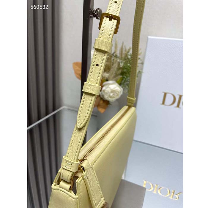 Dior CD Women Saddle Rodeo Pouch Pastel Yellow Goatskin