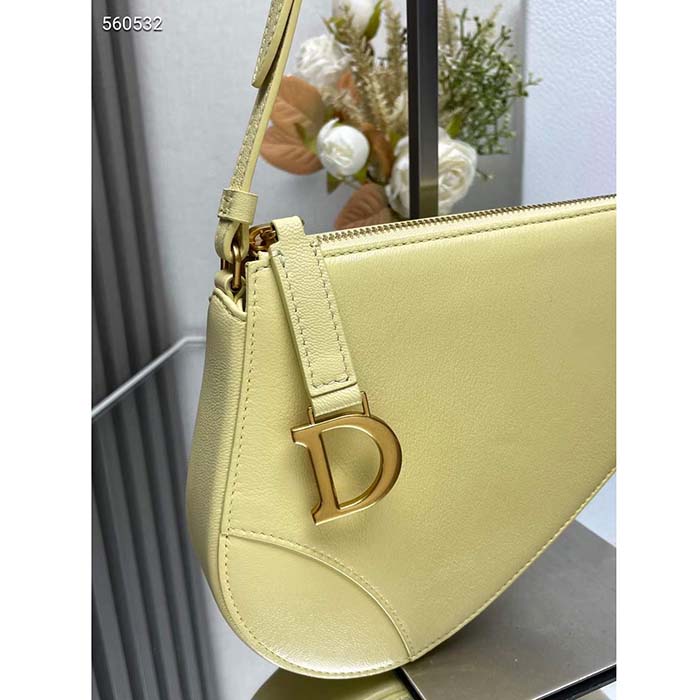 Dior CD Women Saddle Rodeo Pouch Pastel Yellow Goatskin