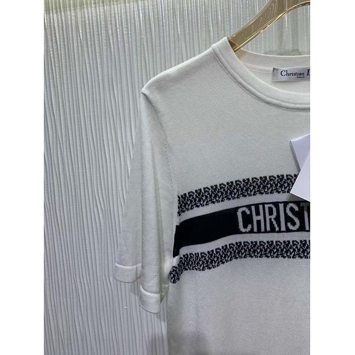 Dior CD Men T-Shirt White Navy Blue Cotton Jersey