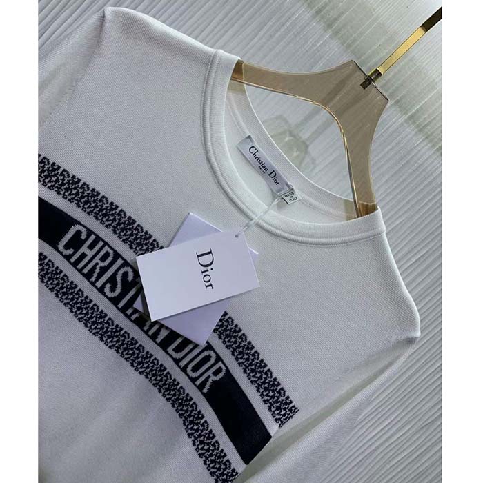Dior CD Men T-Shirt White Navy Blue Cotton Jersey