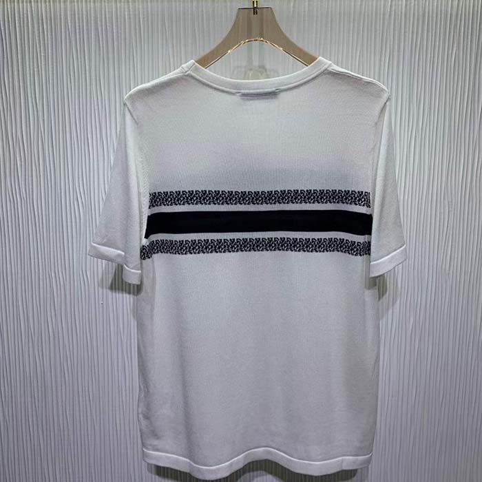 Dior CD Men T-Shirt White Navy Blue Cotton Jersey