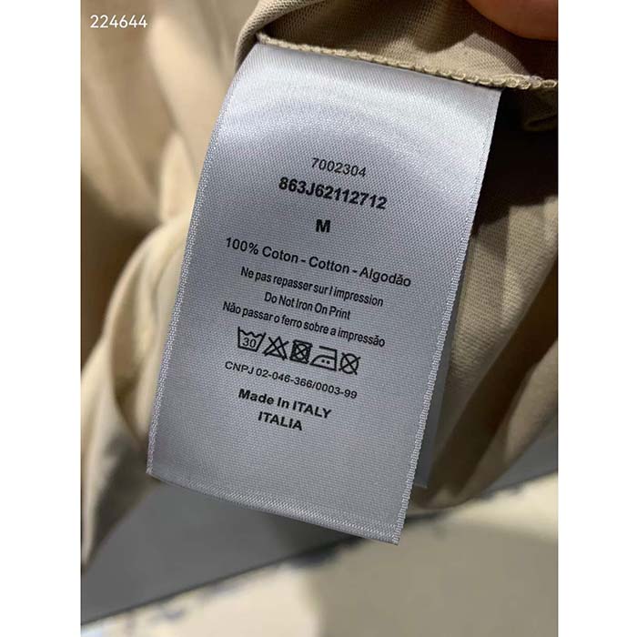 Dior Men CD Icon Relaxed-Fit T-Shirt Beige Organic Cotton Jersey