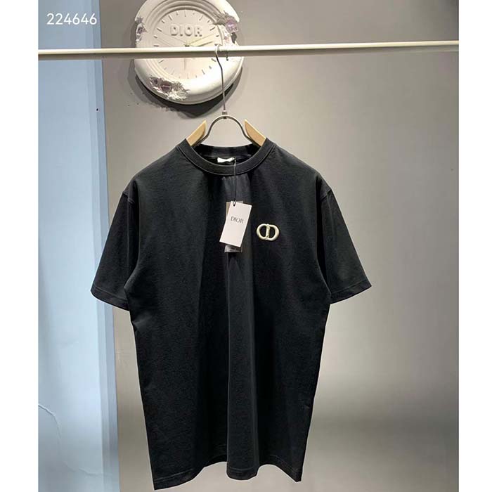 Dior Men CD Icon Relaxed-Fit T-Shirt Black Cotton Jersey